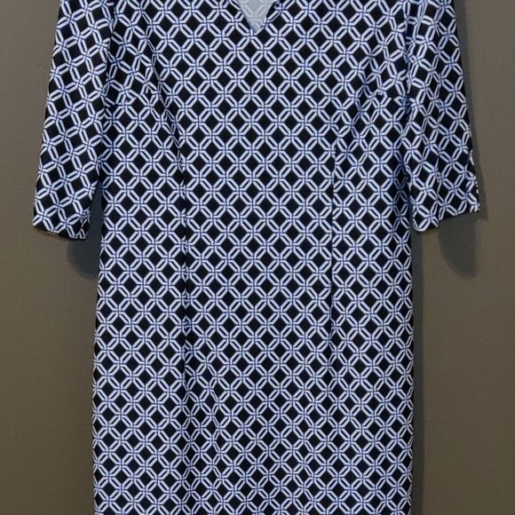 Jude Connally Black/White Geometric Collared Dress SIZE MEDIUM - Picture 3 of 7